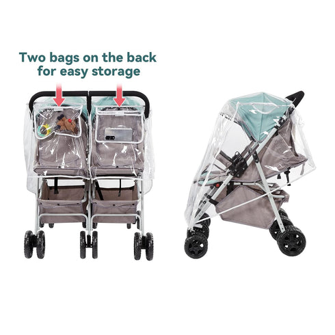 Double Stroller Rain Cover, Waterproof Weather Shield for Side by Side Baby Double Stroller, Twins Stroller Cover