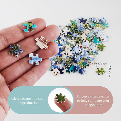 MISITU Mini Puzzles for Adults, 150 Pieces Small Jigsaw Puzzles, Challenging Travel Games, Pack of 3 Forest Lake Puzzles