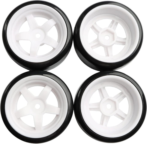 4PCS 12mm Hub Wheels, 1:10 63mm Hard Plastic RC Drift Cars On Road Touring Racing Bald Tires for Traxxas HSP Tamiya