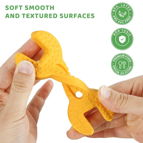 Fu Store 4 Pack Soft Silicone Teething Toys for Toddlers Infant Baby Teethers Hammer Spanner Wrench Pliers Set (Hammer