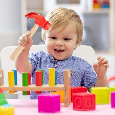Hammer Hammers Supplies(4 Pcs,1 Hammer) Deekin Toy Simulation Small Wooden Plastic Maintenance Tools Educational Toys