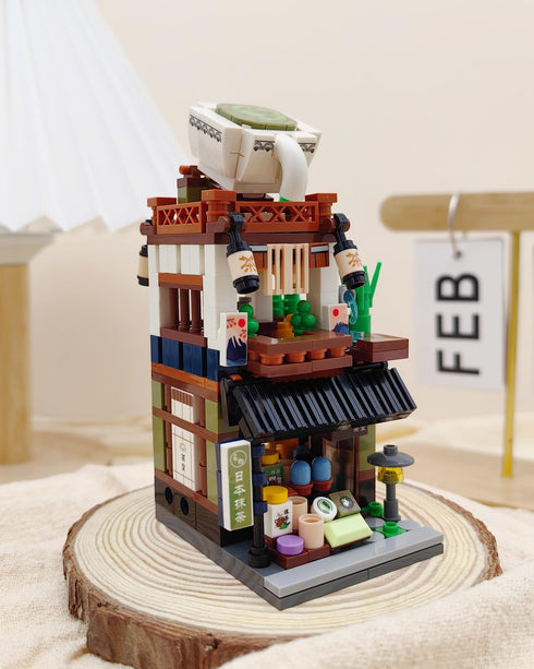 Japanese Street View Matcha Shop Building Blocks Set, Japanese Theme Store Simulation Model