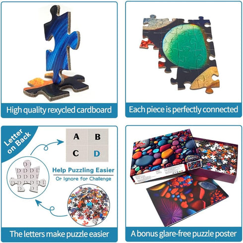 HUADADA Jigsaw Puzzles for Adults 1000 Piece - Challenging Game Puzzles with Letters on Back