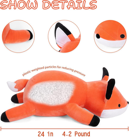 24 inches 4.2 lbs, 4.2 OurHonor Fox Weighted Stuffed Animals Weighted Stuffed Animal Pound, Weight Plush Fox Plushies