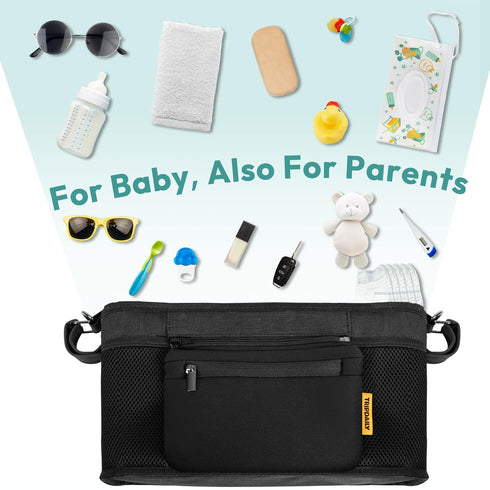 W2&X2, 2 Parent Console Fits for Wonderfold Wagon Stroller Organizer with Insulated Cup Holders, Multiple Storage