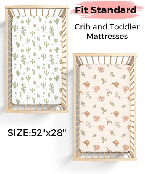 2 Pack 28" 52", Cozy) Crib Sheets for Boys and Girls, Fitted Baby Sheets for Standard Toddler Mattress x Soft