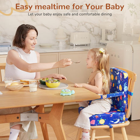 Toddler Booster Seat for Kitchen Chair, Non-Slip Bottom Dining Table Booster Seat with Backrest and Adjustable Straps