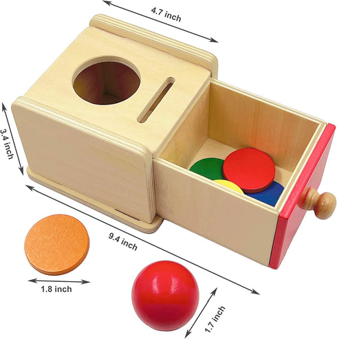 Dailyfunn Montessori Toys Coin&Ball 2-in-1 Drop Box, Object Permanence Box for Infant Baby 6-24 Months