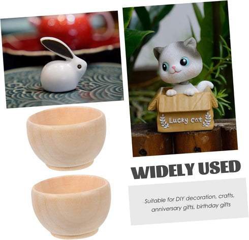 ORFOFE 10pcs Wooden Egg Holders, Dipping Sauce Bowls, Small Unfinished Wooden Craft Bowls, Candy Bowl