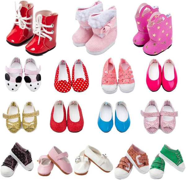 TOYYSB 6 Pairs Doll Shoes Fits 14.5 Inch Doll American Wellie Wishers Dolls