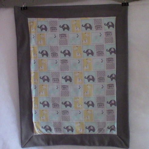 Set Soft Flannel Elephant Blanket with Matching Hat, Mitts, and Burp Cloth Perfect for All Genders
