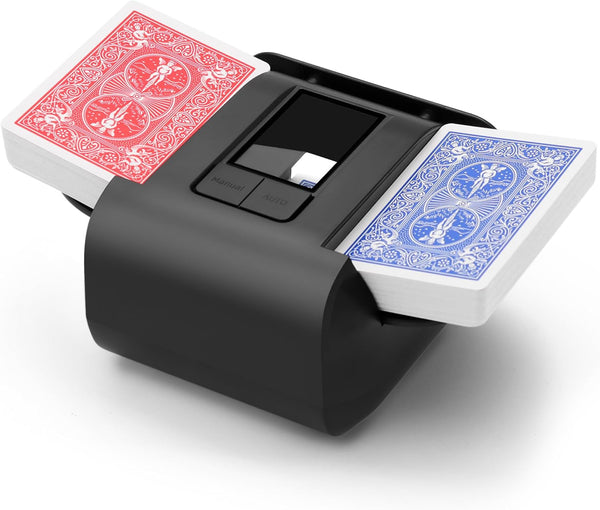 Automatic Card Shuffler 2 Deck, USB-C Rechargeable, Quiet & Fast, Auto/Manual, Portable