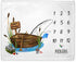 Fishing Baby Monthly Milestone Blanket, Gone Fishing Growth Chart Photo Blanket, Includes Marker, 50"x40"