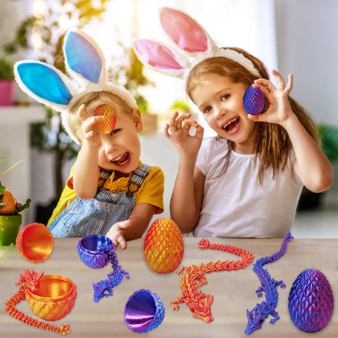 YXOTJHS 2Pcs 3D 8.7 Inch 3D Printed Dragon, Dragon Eggs with Dragon Inside, Dragon Fidget Toy, Crystal Eggs, Printed