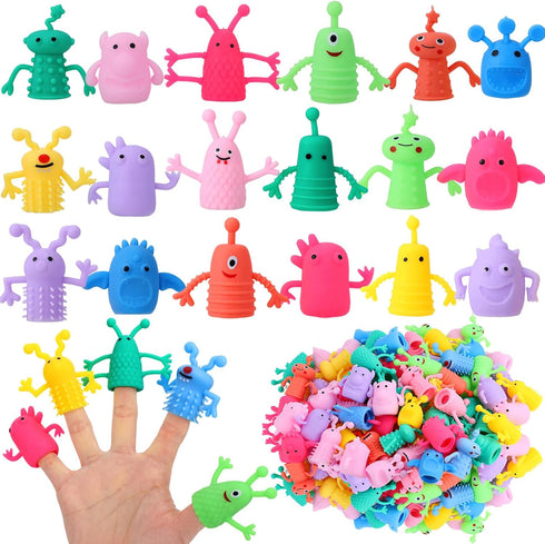 Booson 80 PCS Finger Puppets Toys Cute Monster Finger Puppets Soft Rubber Stretchy
