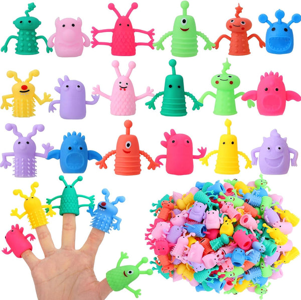 Booson 80 PCS Finger Puppets Toys Cute Monster Finger Puppets Soft Rubber Stretchy