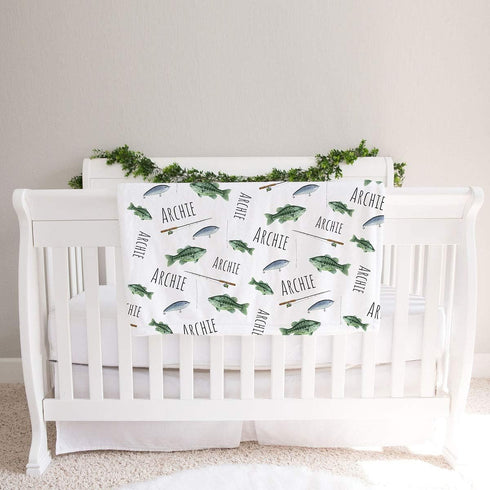Lovable Gift Co Fishing Personalized Baby Receiving Swaddle Blanket