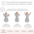 SwaddleDesigns Transitional Swaddle Sack with Arms Up, Heathered Gray with Stripe Trim, Small