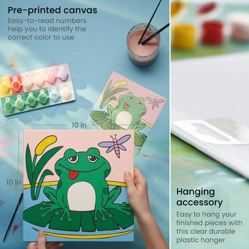 Arteza Kids Paint by Numbers Kit, 10" x 10", Fairytale Canvas Painting with 2 Canvases & 24 Acrylic Paints