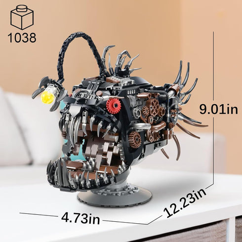 Set, 14+ (1038PCS) Vziimo Mechanical Lantern Fish Building Creative Sea Animal Building Blocks Toys with Light, Home