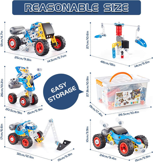 HUOZHI Set 6-12, 4-8, 5 1 4-7 5 7 8 9 113 Erector for Boys Building Toys for Kids Ages in STEM Toys Ages with Electric