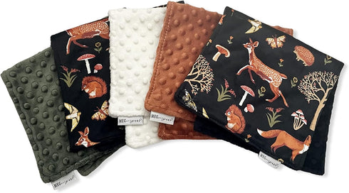Set 5 MEG ORIGINAL Baby Boy Minky Burp Cloth of ( Forest Friends ) Handmade in The USA