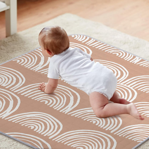 Funtery Rainbow Portable Baby Play Mat, 43 x 43 Inch Washable Foldable Crawling Mat for Infants