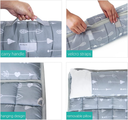 Nap Mat with Pillow and Fleece Blanket for Regalo My Cot/Joovy Travel Cot, Super Soft Kids Sleeping Mats for Boys and