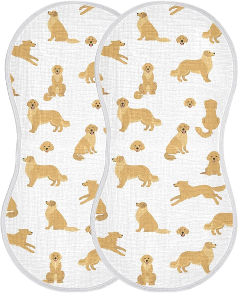 2 Pack vvfelixl Muslin Burp Cloths Golden Retriever Dogs Baby Washcloths for Baby Girl Boys