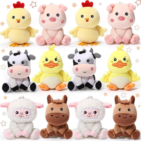 12 Pcs Mini Farm Stuffed Animals Bulk 4 Inch Farm Plush Toys