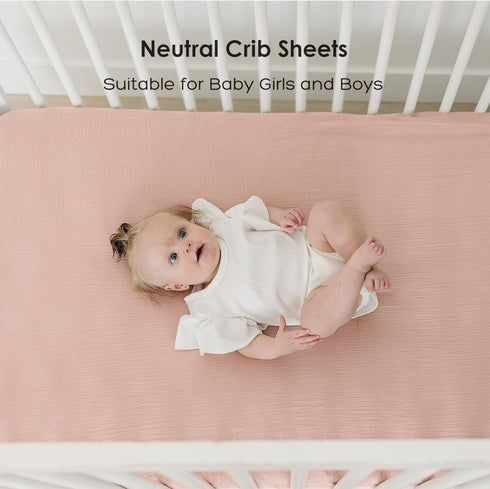 28"x52" MairMore Muslin Cotton Crib Sheets - Neutral Fitted Sheets for Standard Crib& Toddler Mattress Soft