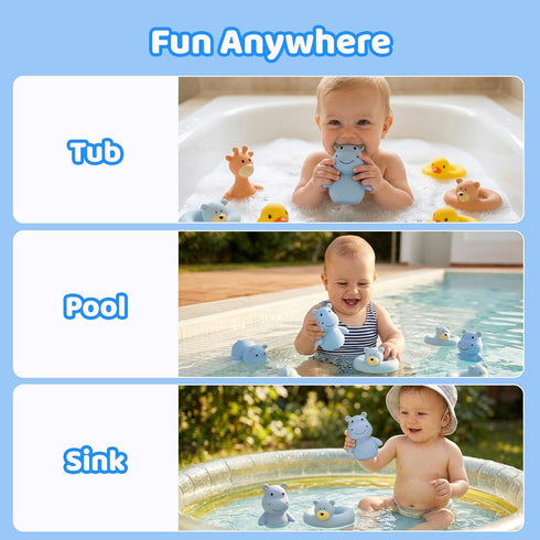 6 Tiny Marvels Baby Bath Toys for Months & Up, Mold Free No Hole Bath Toys, BPA Free Floating Toddler Bath Toys, Safe