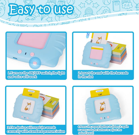 Talking Flash Cards Toddler Toys, Educational Toys for Toddlers 1-3, 510 Sight Words - Blue