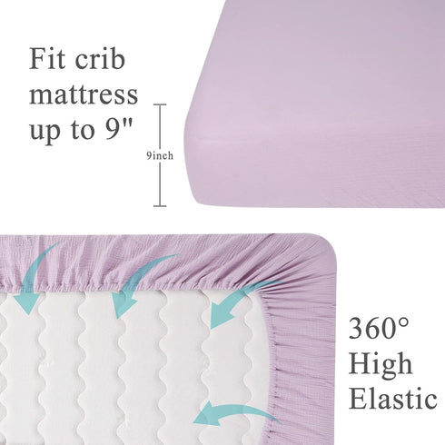 100% 28x 52x 9 Muslin Crib Sheets, Cotton Soft Breathable Fitted Toddler Bed Sheet, Standard Size Baby Mattress Cover