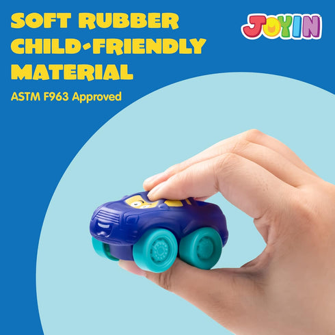 Set, Summer JOYIN Cartoon Cars, Soft Rubber Toy Car Mini Vehicles, Bath Toy Car for Toddlers, Christmas Great Gift