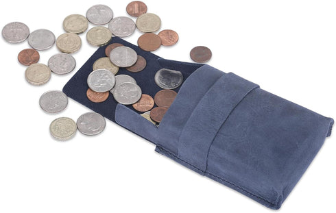 TheAntiq Leather Playing Card Case (Blue) for Board Games, Coin Pouch, Change Holder, Money Organiser, Card Deck Holder