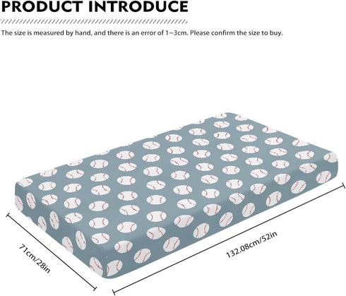 QINBEIDU 28"x52" Baseball Blue Fitted Crib Sheet American Sport Championship Patch Sports Standard Crib Mattress Fitted