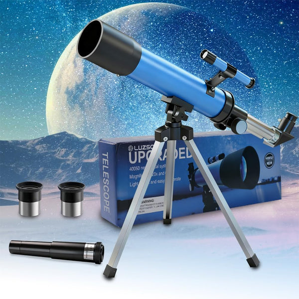 Luzsco Telescope for Kids 50mm 100x Magnification Beginner Telescopio with Tripod, 2 Eyepieces