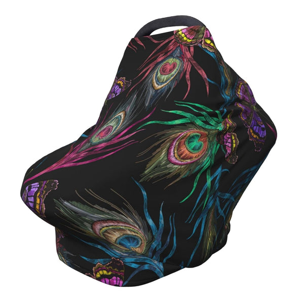 Schgap Colorful Feathers Car Seat Cover Canopy for Baby Nursing Cover Breastfeeding Baby