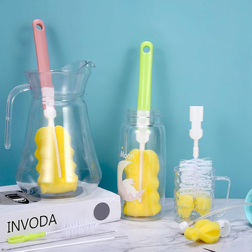 6-Piece Set 2PCS 2PCS Baby Bottle Cleaning Brush Detachable Sponge Bottle Brush, Nylon Milk Bottle Brush, Nipple Brush