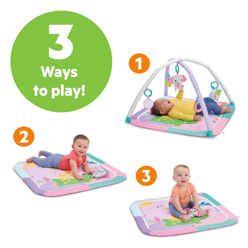 5 0-36 Bright Starts Wild Wiggles Sweet Safari Foldaway Baby Play Gym & Mat, Foldable with Removable Toys