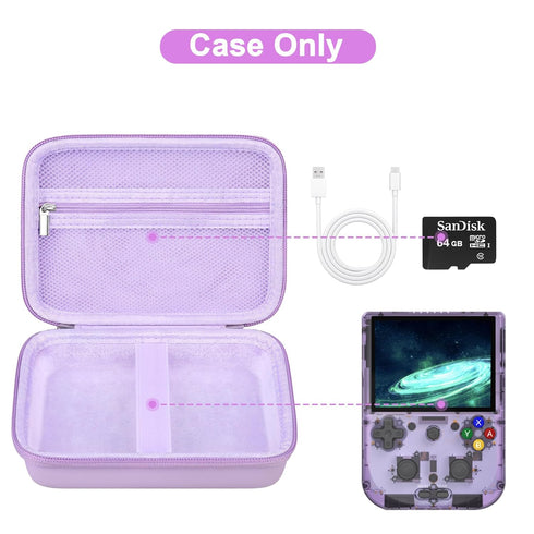Canboc Carrying Case for Anbernic RG405V Retro Handheld Game Console, Storage Box with Mesh Pocket, Purple