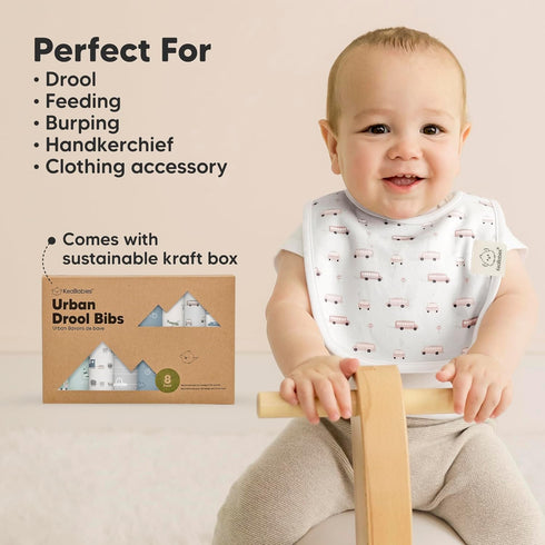 8-Pack 0-24 Organic Baby Bibs for Boys, Girls - Soft Cotton Drooling and Teething Bibs for Baby Girl & Boy, Extra
