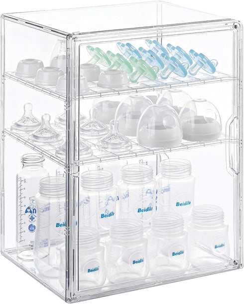 ERTIUANIO Baby Bottle Organizer 3 Tier Bottle Storage Organizer Baby for Bottles, Nipples,