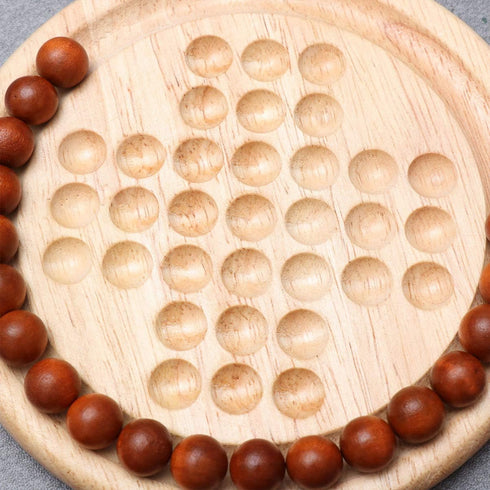TOYANDONA Wooden Solitaire Game - Strategy Chess Board with Marbles for Students, Adults, and Children