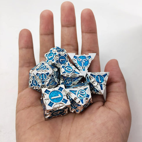 7 Pcs Metal Dice Set for D&D, Dungeons and Dragons RPG, DND Cthulhu Polyhedral Dice