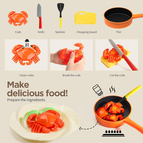 Set 1-3, GILOBABY Kids Play Kitchen Accessories - Complete Cooking Toy with Pots, Pans & Utensils for Toddlers Learning