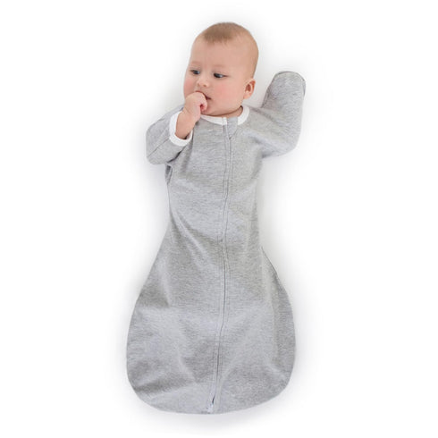 SwaddleDesigns Transitional Swaddle Sack - Arms Up Half-Length Sleeves, 0-3 Month, Heathered Gray