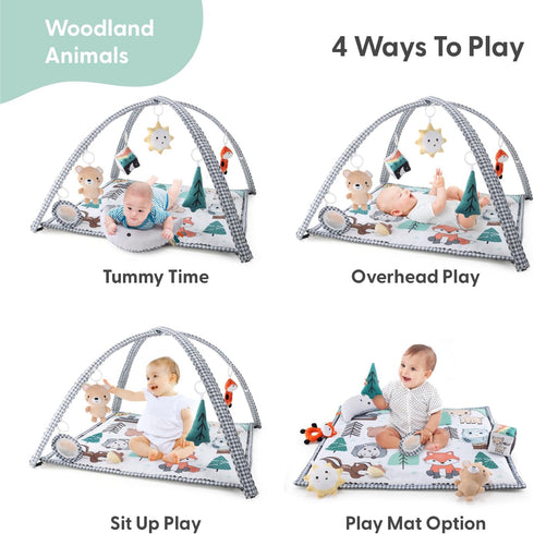 7-in-1 0-6, 6-12 Tummy The Peanutshell Unisex Baby Play Gym & Play Mat - Playmat Baby Toys Months Time Mat with Hanging