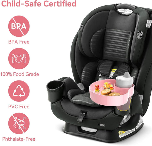 Kids Car Seat Cup Holder Snack Tray - Toddler Travel Essentials for Mess-Free Snacking on Road Trips, Travel Accessory